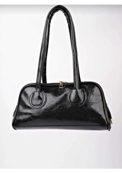 uzun saplı kadın omuz ve el çantası baget yeşil ve siyah