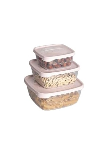 Box Kare Sızdırmaz Kapak Saklama Kabı 3&apos;lü Set Pudra Pembe fiyatları