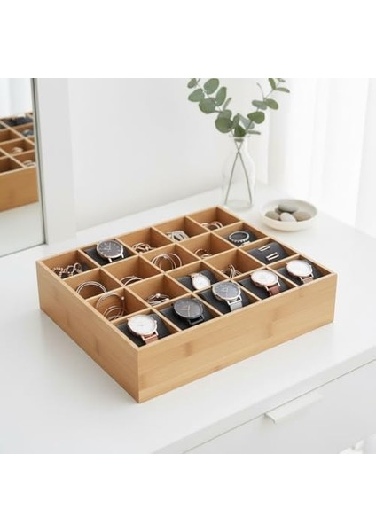 Bambu Çekmece Içi 15 Bölmeli Organizer | Çok Amaçlı Takı, Saat, Çorap, Iç Giyim ve Kemer Düzenleyici | Ahşap Organizer Kutu | Masaüstü ve Çekmece Içi Takı, Saat ve Aksesuar Düzenleme Kutusu fiyatları