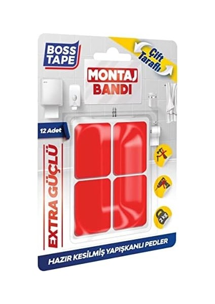 Hazır Kesilmiş 12 Adet Çift Taraflı Montaj Bandı