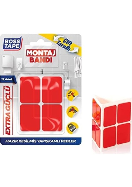 Hazır Kesilmiş 12 Adet Çift Taraflı Montaj Bandı modelleri