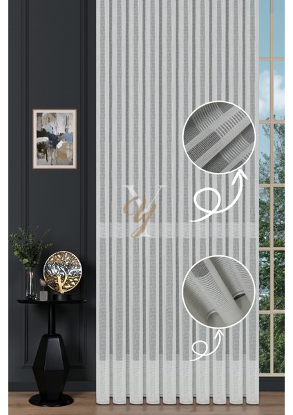 6021 Tül Perde V-Ekru