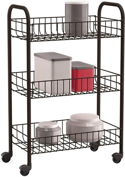 Sıena Black - Çok Amaçlı Taşıma Arabası. Tekerlekleri Mevcuttur. Siyah Renk. 63X41X23 Cm, 3 Sepet