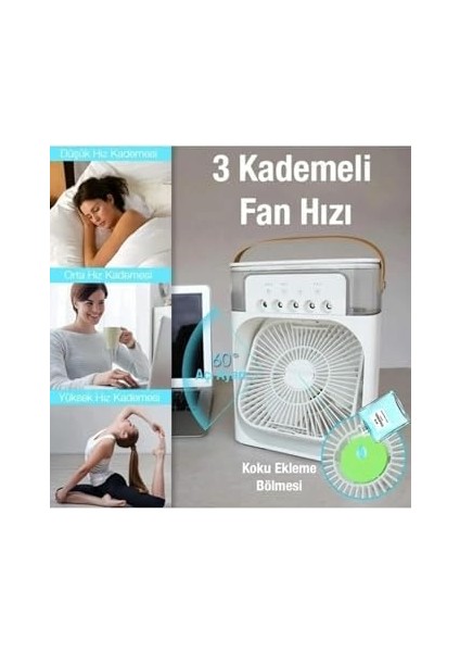 Yeni Işıklı Klima 600ML 5 Spreyli Vantilatör Buzlu Buharlı Mini Klima Mini Fan Buzlu Fan Glr modelleri