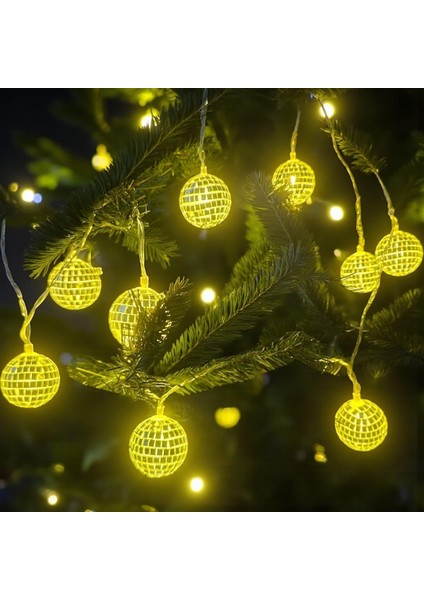 Yılbaşı LED Işık Disko Topu Günışığı 2m 10 Ampul