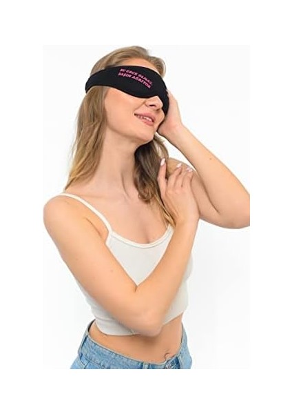 Yıkanabilir Siyah Pamuklu Uyku Maskesi Göz Bandı