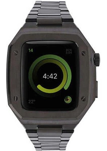 Apple Watch 44MM Metal Petek Kasalı Kordon - Siyah