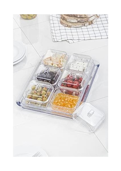 Ews Akrilik Şeffaf 6’lı Kapaklı Kahvaltılık Kahvaltı Seti & Saklama Kabı (Cam DEĞILDIR)-1825 fiyatları