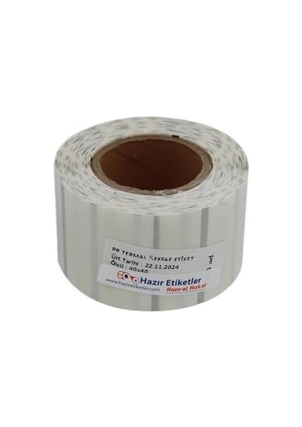 Pp Şeffaf Termal Rulo Etiket 40MM x 40MM Çap Ruloda 500 Adet