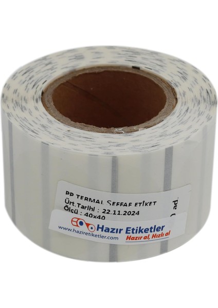 Pp Şeffaf Termal Rulo Etiket 40MM x 40MM Çap Ruloda 500 Adet fiyatları