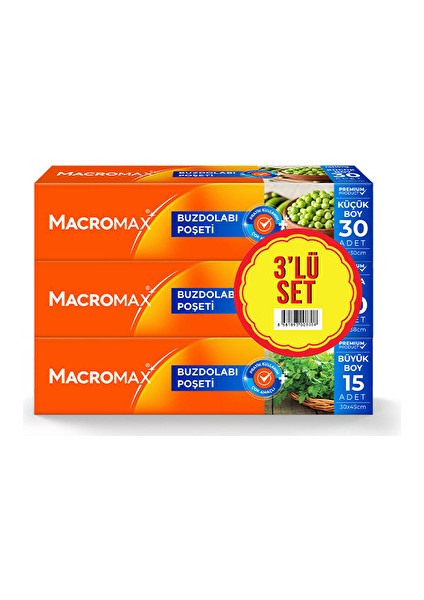 Macromax Buzdolabı Poşeti 4 Al 3 Öde Orta Boy 80 Li (5 Adet)