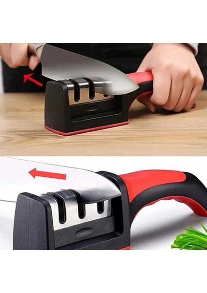 Profesyonel Bıçak Bileyici 3 Açılı Elmas Seramik Çelik Gövdeli El Bıçakları Bileme