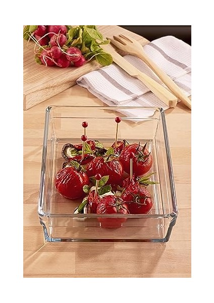 Borcam Premium Dikdörtgen Tepsi, 20 cm x 29 Cm, Şeffaf, 2.5 Litre modelleri