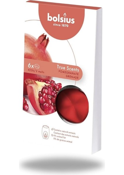 Kokulu Buhardanlık Eritme Mum Tableti - Nar Kokulu - 6 Yuvarlak Şekilli Renkli Tablet Mum - 2-3 Kere Eritme ile Toplamda Yaklaşık 25 Saat Koku Deneyimi fiyatları