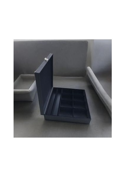 10 Bölmeli Deri Kaplamalı Aksesuar Takı Saat Kutusu Siyah