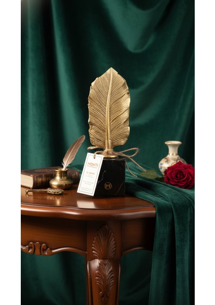 El Yapımı Mermer Taşlı Bronz Desenli Obje