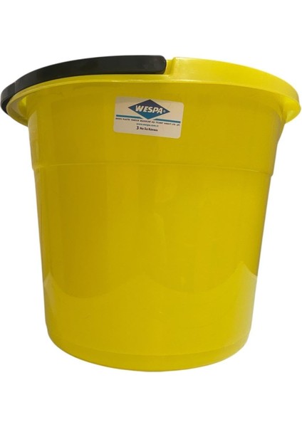 Sarı Plastik Su Kovası, 3 No, Siyah Kulplu, Dayanıklı Temizlik Malzemesi 10 Litre