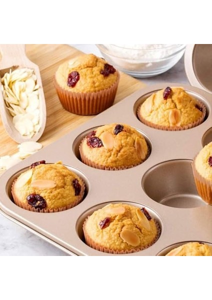 Kek Kapları, 100&APOS;LÜ Paket Profesyonel Mutfak Gereci, Anti-Yapışkan Yüzeyli, Fırın ve Mikrodalga Uyumlu, ve Muffinler Için (Kahverengi)