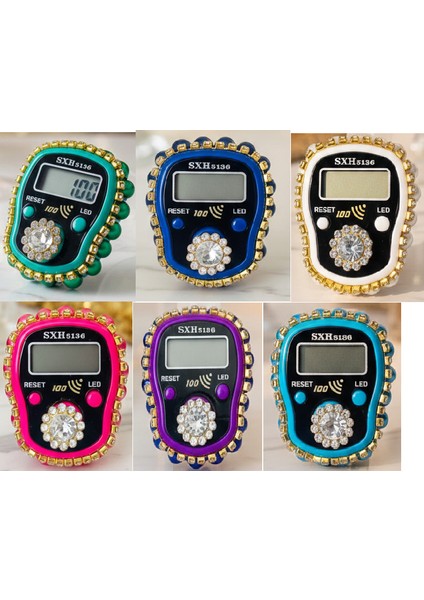 Taşlı Süslü Hediyelik (Mevlid Çeyizlik Hac Umre) Sesli LED Işıklı Kutulu Zikirmatik - 10 Adet