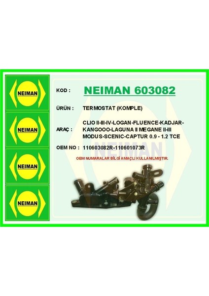 Termostat (Komple) Clıo Iı-Iıı-Iv-Logan-Fluence-Kadjar-Kangooo-Laguna Iı Megane Iı-Iıı Modus-Scenıc