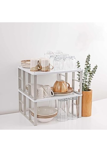 2&apos;li Raf Düzenleyici Seti: Dolap Içi Düzenleyici, Tabak ve Bardak Rafı Tabak Düzenleyici Dolap Rafı Portatif Organizer modelleri