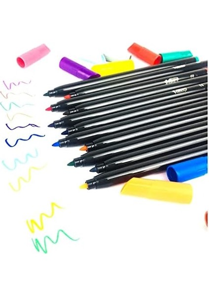 Intensity Keçeli Boyama Kalemi 12 Renk, Su Bazlı Mürekkep, 0.9mm Keçeli Kalem Ucu, Yetişkin Boyama Için Ideal fiyatları