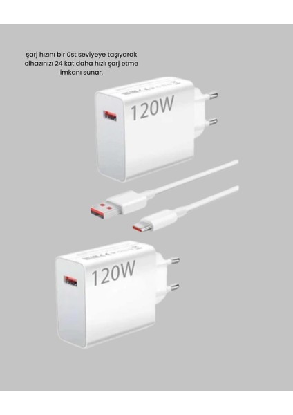 120W Hızlı Şarj Başlığı Ultra Güçlü Type-C Adaptör Kablo Dahil - ME001W-51US70 fırsatları