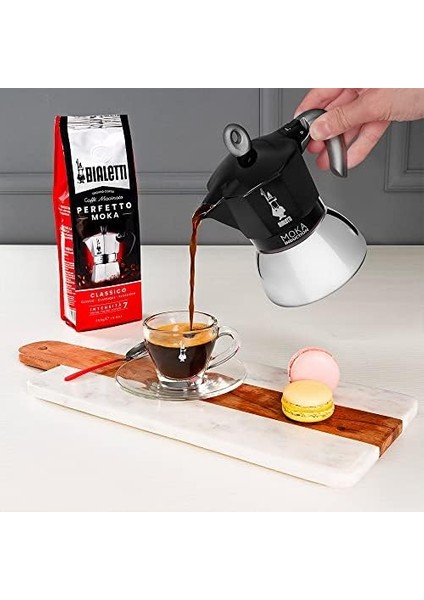 - Indüksiyon Siyah: 6 Cups Ocak Üstü Espresso Pişirici - 280ML - Alt Hazne: Dış Paslanmaz Çelik Iç Alüminyum - Patentli Güvenlik Valfi - Indüksiyon Ocak Türleri Için Uygundur