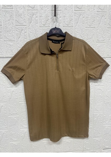 Fermuarlı Çizgi Desenli Polo Yaka Tişört modelleri