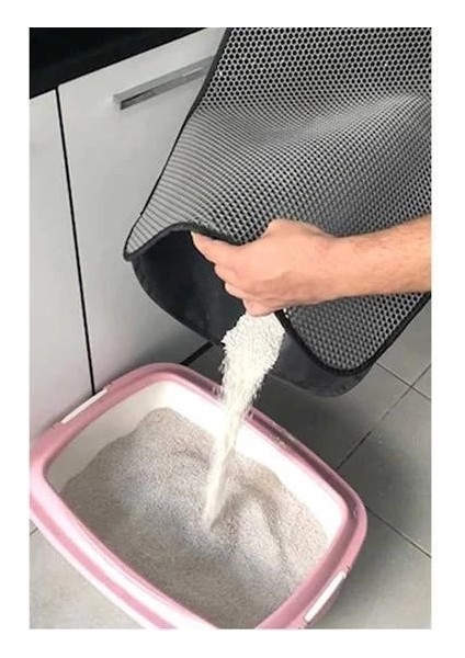 Kedi Tuvalet Önü Kum Toplayıcı Temizleyici Elekli Gri Paspas