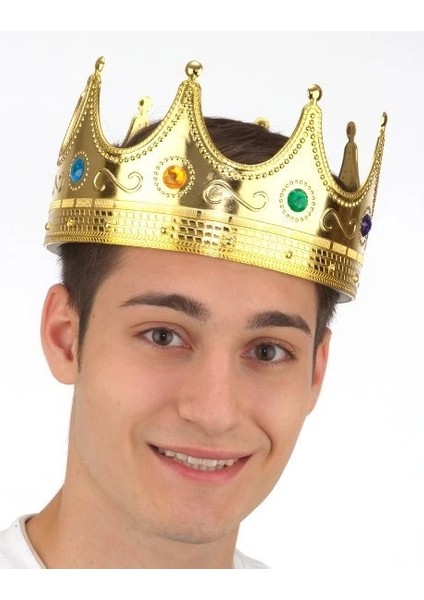 Altın Renk Yetişkin Çocuk Uyumlu Kral Tacı 60 cm fiyatları