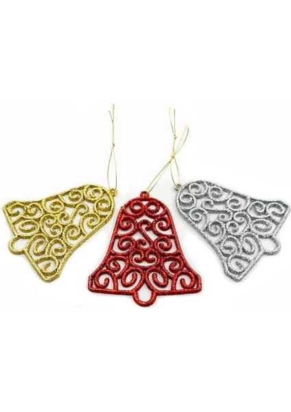 Yılbaşı Ağacı Için Asılabilir Çan Süsleri – Parlak Simli 3’lü Dekor Seti