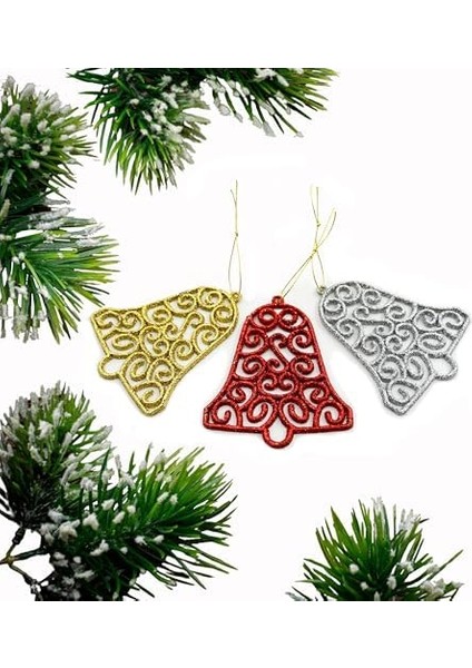 Yılbaşı Ağacı Için Asılabilir Çan Süsleri – Parlak Simli 3’lü Dekor Seti fiyatları