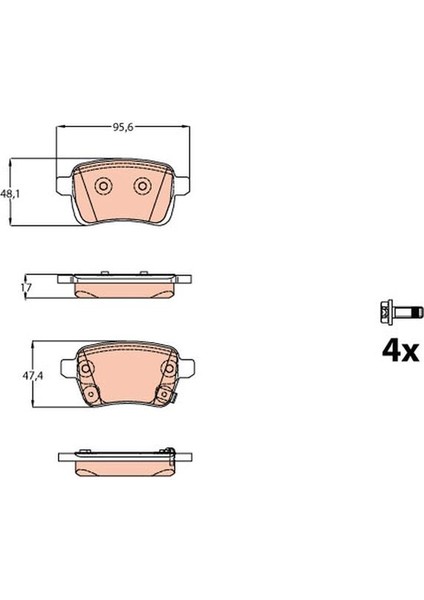 GDB2093 Arka Fren Balatası Opel Corsa E 14>19 Adam 14>19 15 Jant Rpo J67 Fıat Egea 16> 500L 13> 264MM 95517078-1605285-77367914-77366595
