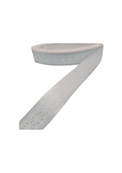 Tafta Dantel Görünümlü Kurdele Gri 25 mm 2 Metre
