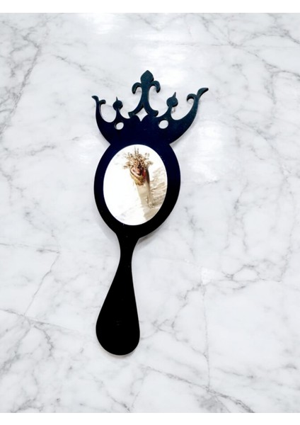 Dktt Tasarım Ahşap El Aynası Taç Detaylı