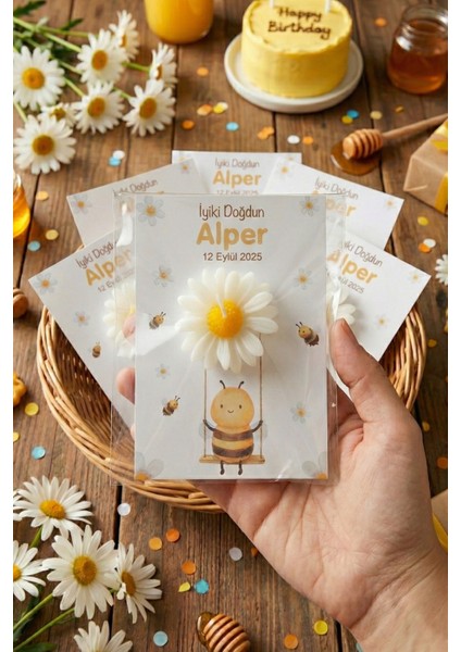 Mum Papatyalı Sevimli Arı Kartı – Bebek, Yeni Doğan, Doğum Günü, Baby Shower Için 10LU Jelatin Paket modelleri