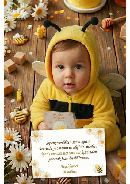 Mum Papatyalı Sevimli Arı Kartı – Bebek, Yeni Doğan, Doğum Günü, Baby Shower Için 10LU Jelatin Paket fırsatları
