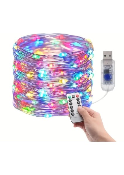 5 Metre Renkli 50LED Işıklar Işıkları 8 Mod Rgb Işıkları USB Çok Renkli Işık Dize Işıkları Tel Fonksiyonlu Süsleme Ince Telli Aydınlatmalı Şerit LED Yılbaşı Işık Yılbaşı Süsü modelleri