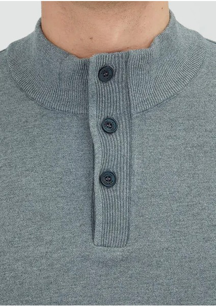 Gri Polo Yaka Düz Örgü Triko Kazak fırsatları