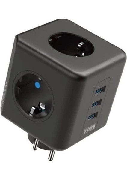Isıya Dayanıklı Termal Akım Korumalı ve Çocuk Korumalı 3 Priz Girişli 3 USB Girişli Küp Priz fiyatları