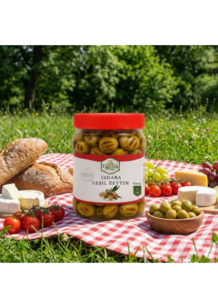 Izgara Yeşil Zeytin 500 G | Doğal, Köz Aromalı, Katkısız Lezzet