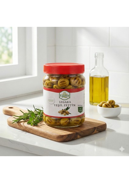 Izgara Yeşil Zeytin 500 G | Doğal, Köz Aromalı, Katkısız Lezzet
