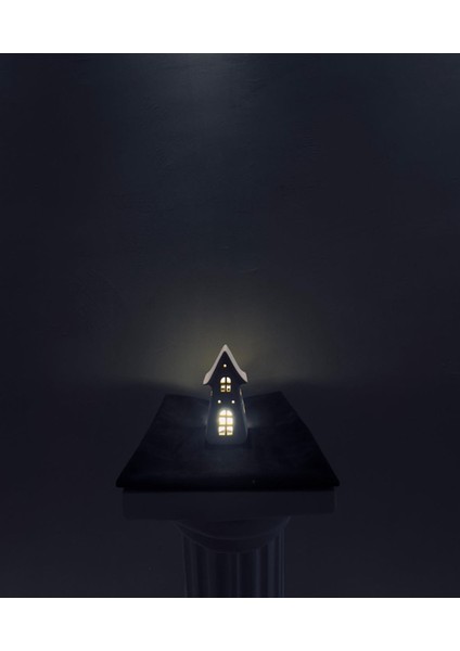 Minyatür Kule Ev Seramik Fişli LED Abajur – 18X8 cm Iskandinav Tarzı Gece fiyatları