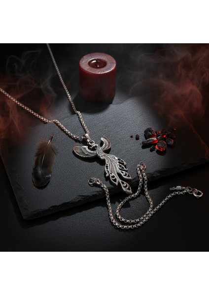 Efsanevi Zümrüdü Anka Kuşu Gümüş Kaplama Örme Zincir Kolye fırsatları