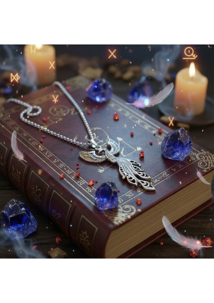 Efsanevi Zümrüdü Anka Kuşu Gümüş Kaplama Örme Zincir Kolye indirimleri