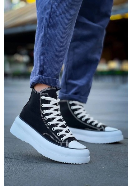 Kb-Cx-3 Kuback Uzun Siyah Keten Beyaz Yüksek Taban Spor Ayakkabı fırsatları