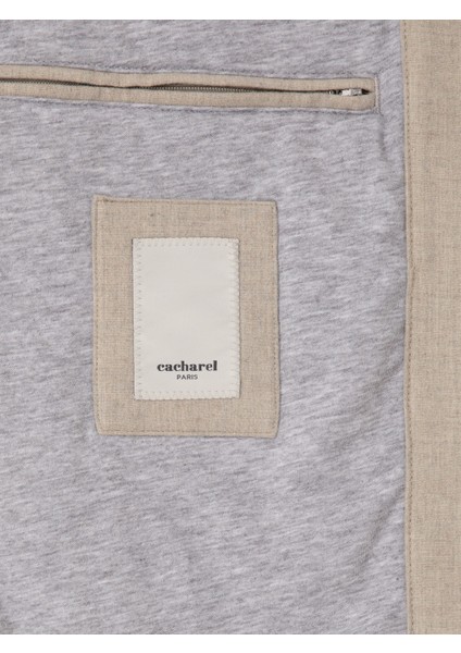 Erkek Bej Yün Karışımlı Kapüşonlu Flanel Kaşe Mont 50311425-VR011