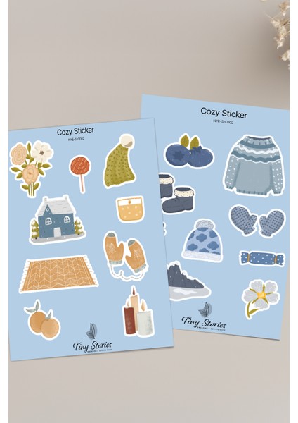 Cozy Temalı Sticker Seti - 6 Adet / Ajanda, Defter,bullet Journal,scrapbook modelleri