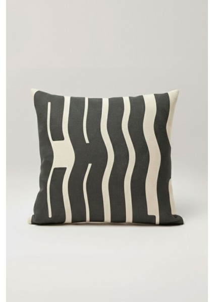 Chill Dalgası – Gri Soyut Tipografik Kırlent Kılıfı 45X45 cm